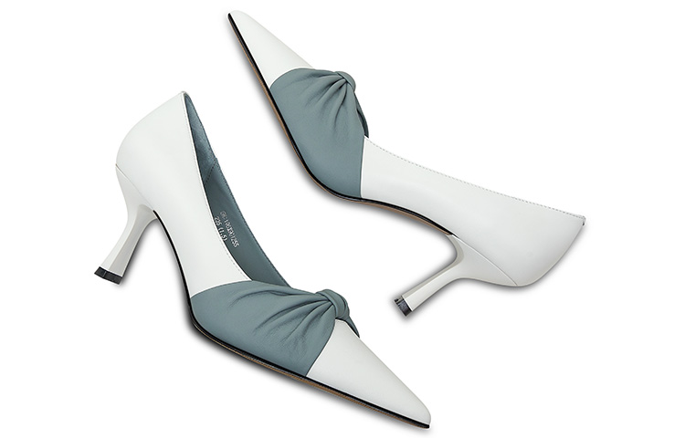 (W) Luiza Barcelos Leather Bow-Tie Pointed High Heels 'Misty Blue' 圖 4