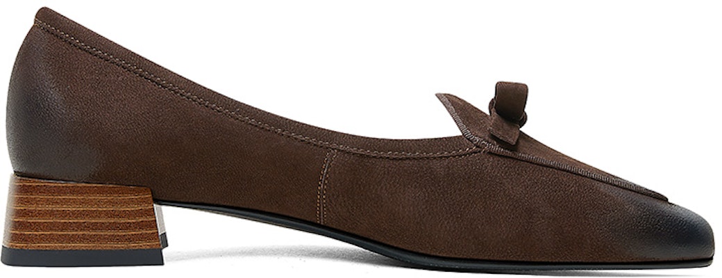 (Women) Luiza Barcelos Leather Bow Chunky Heel 'Retro Brown' X901140 Order (Women) Luiza Barcelos Leather Bow Chunky Heel 'Retro Brown' X901140