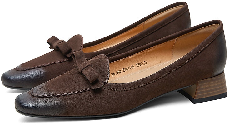 (Women) Luiza Barcelos Leather Bow Chunky Heel 'Retro Brown' X901140 Shop (Women) Luiza Barcelos Leather Bow Chunky Heel 'Retro Brown' X901140