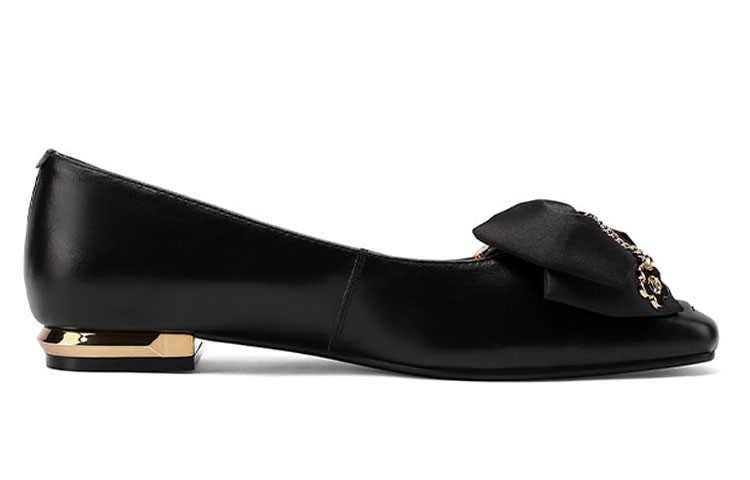 Cheap (W) Luiza Barcelos 黑色皮革金属蝴蝶结运动鞋 X900799