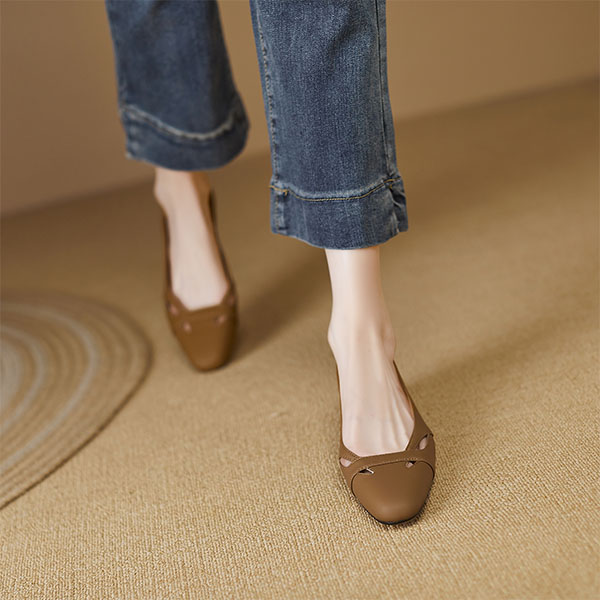 Cheap (W) Luiza Barcelos Kulit Tumit Tebal Jalinan 'Casual Brown' X9SK0368