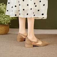 路易莎·巴塞洛斯 皮革 素面閥口舒適 休閒單鞋 女款 杏色 Shop 路易莎·巴塞洛斯 皮革 素面閥口舒適 休閒單鞋 女款 杏色