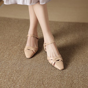 (W) Luiza Barcelos Kasut Rata Kulit 'Reka Hollow-Out Pointed Ringkas' XWP1SK0656 3