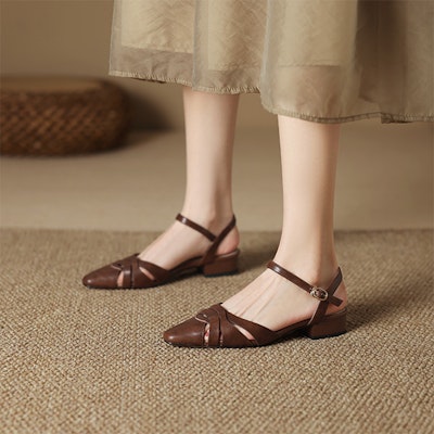 (Women) Luiza Barcelos Leather Casual Flat 'Simplistic Pointed Hollow-Out' XWP1SK0656 Shop (Women) Luiza Barcelos Leather Casual Flat 'Simplistic Pointed Hollow-Out' XWP1SK0656