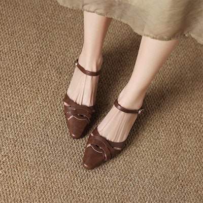 (Women) Luiza Barcelos Leather Casual Flat 'Simplistic Pointed Hollow-Out' XWP1SK0656 Details for (Women) Luiza Barcelos Leather Casual Flat 'Simplistic Pointed Hollow-Out' XWP1SK0656