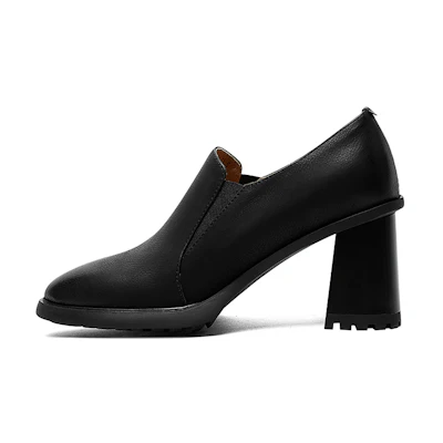 (W) Luiza Barcelos Leather Chunky Heel High Heels 6.5cm 'Simple Fashion Temperament'