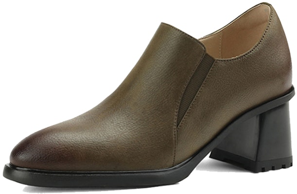 (W) Luiza Barcelos Kulit Chunky Tumit Tinggi 6.5cm 'Rekaan Fesyen Sederhana' X900946 1