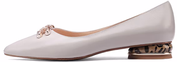 (Women) Luiza Barcelos Leather Fashion Comfortable Pointed Chunky Heel Casual Shoes 'Grey' X900906 (Women) Luiza Barcelos Leather Fashion Comfortable Pointed Chunky Heel Casual Shoes 'Grey' X900906