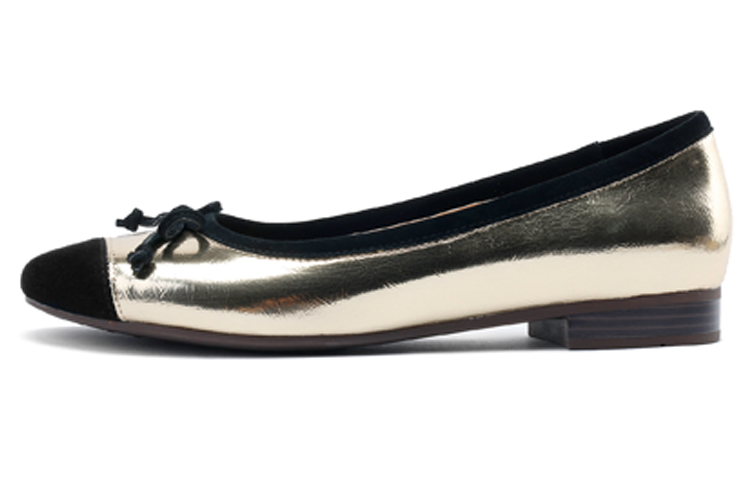 (Women) Luiza Barcelos Leather Flat 'Black Gold Bow Tie' X901953