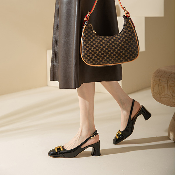 Shop (W) Luiza Barcelos Tumit Tinggi Kulit 5.5cm 'Gesper Logam' XWP1SK0535