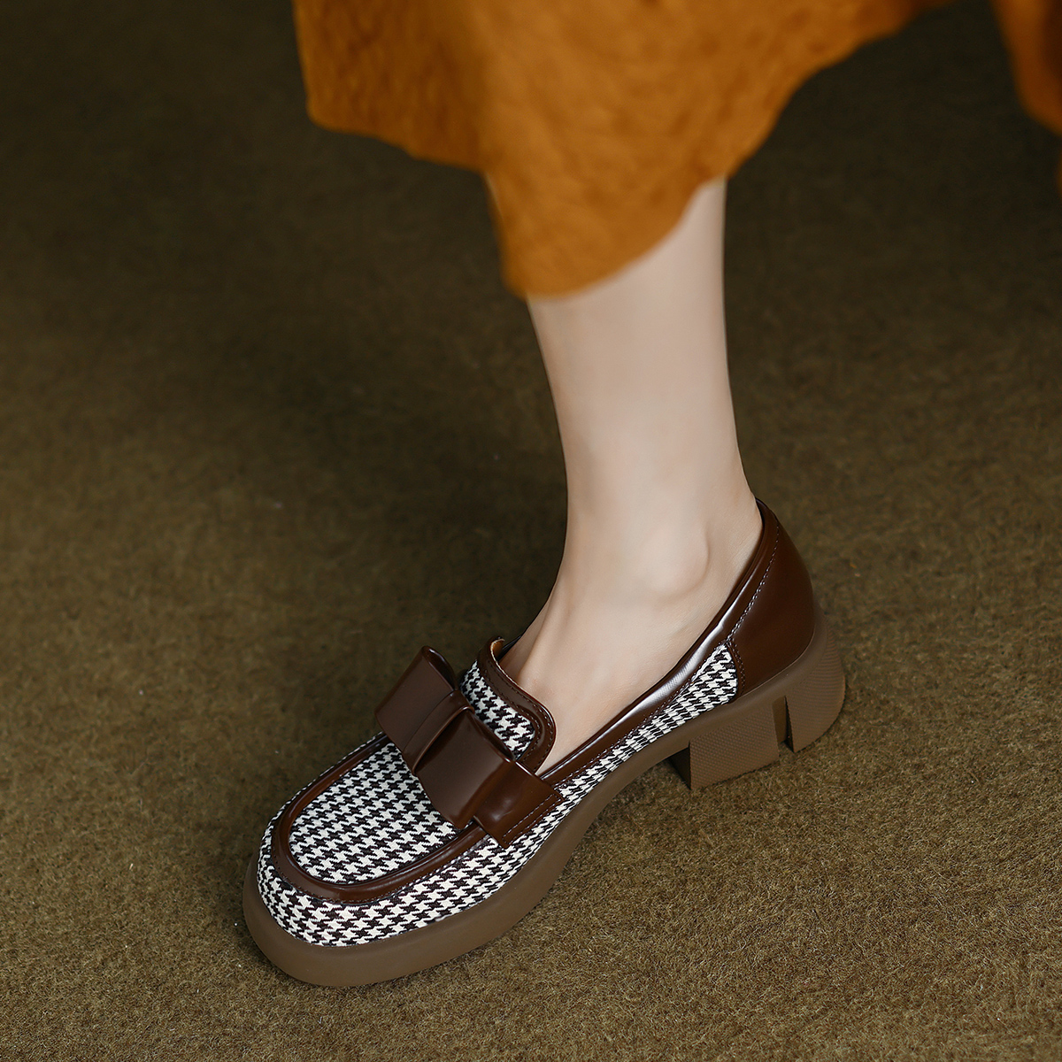 (W) Luiza Barcelos Leather Houndstooth 'Trendy Chunky High Heels' 圖 11