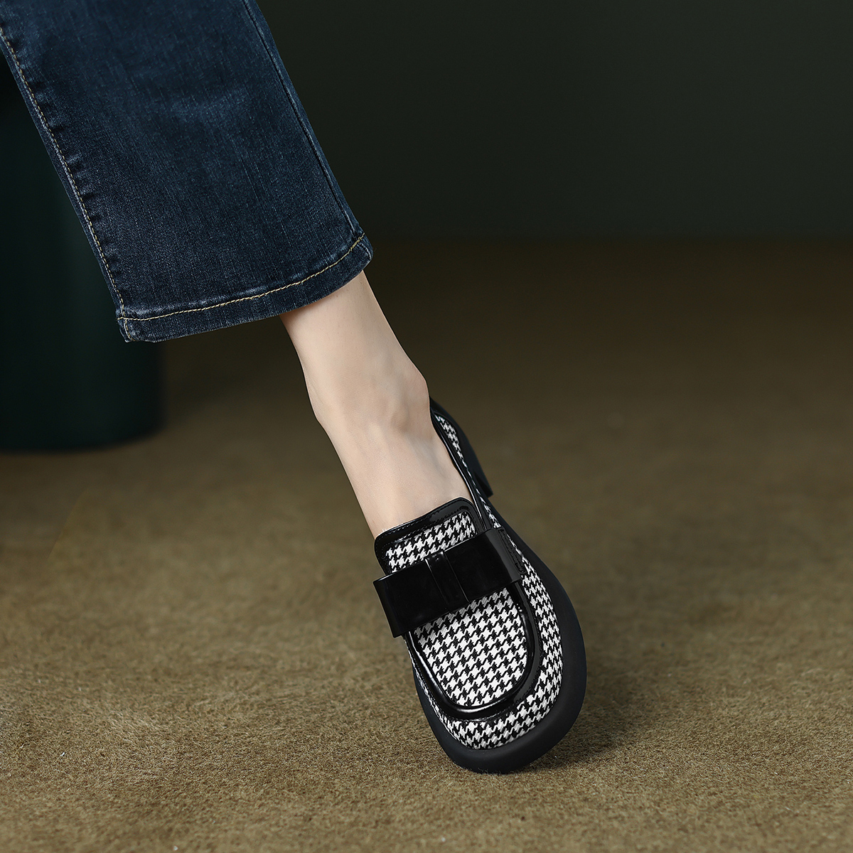 (W) Luiza Barcelos Leather Houndstooth 'Trendy Chunky High Heels' 圖 5