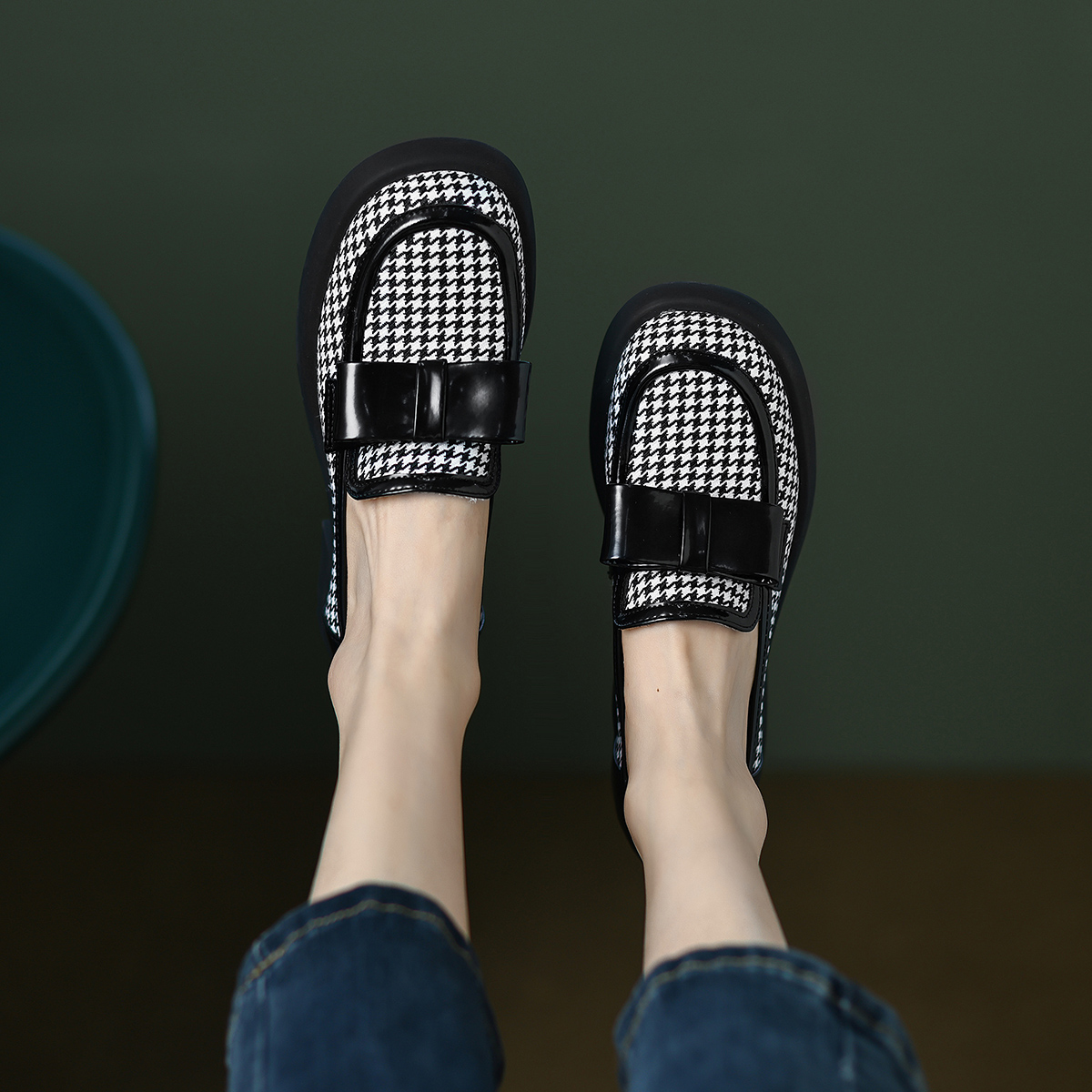 (W) Luiza Barcelos Leather Houndstooth 'Trendy Chunky High Heels' 圖 6