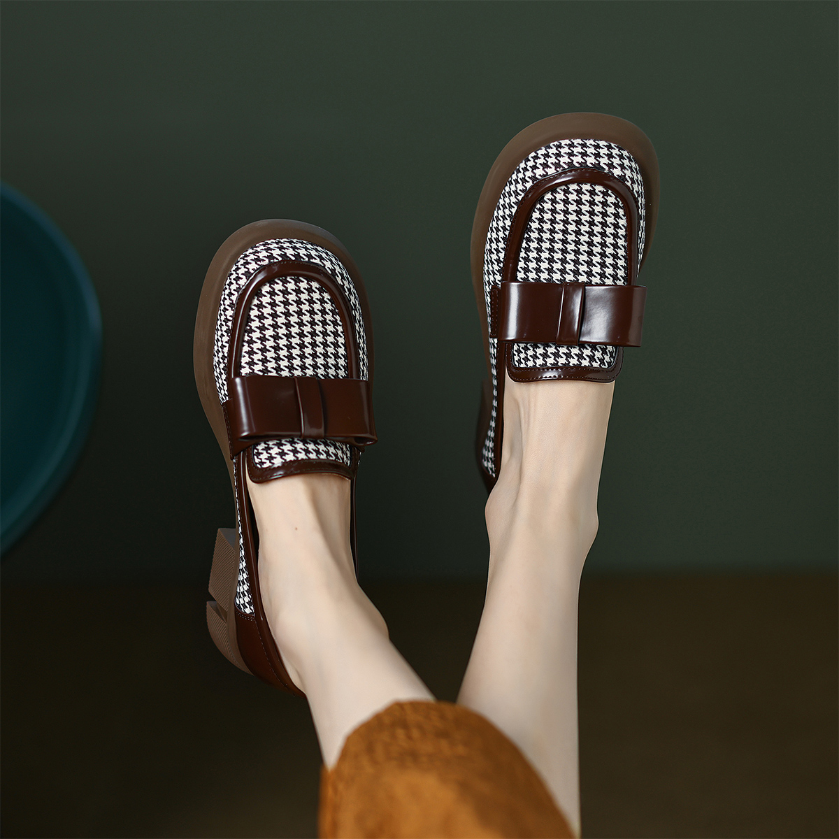 (W) Luiza Barcelos Leather Houndstooth 'Trendy Chunky High Heels' 圖 9