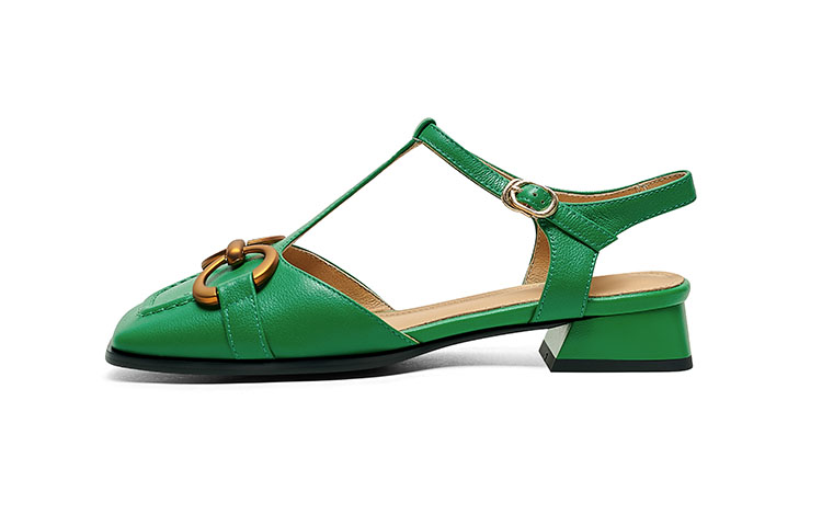 (Women) Luiza Barcelos Leather Mule with Metallic Bit Detail 'Chunky Heel Casual' X901069