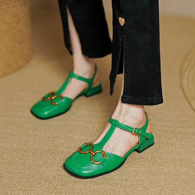 (W) Mule de Cuero Luiza Barcelos con Detalle Metálico 'Tacón Grueso Casual' X901069 Details for (W) Mule de Cuero Luiza Barcelos con Detalle Metálico 'Tacón Grueso Casual' X901069