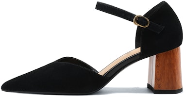 (Women) Luiza Barcelos Leather Pointed-Toe Block Heel 'Black Buckle' X9SK0848 (Women) Luiza Barcelos Leather Pointed-Toe Block Heel 'Black Buckle' X9SK0848