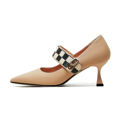 (W) Luiza Barcelos Leather Pointed Toe High Heels 'Apricot'