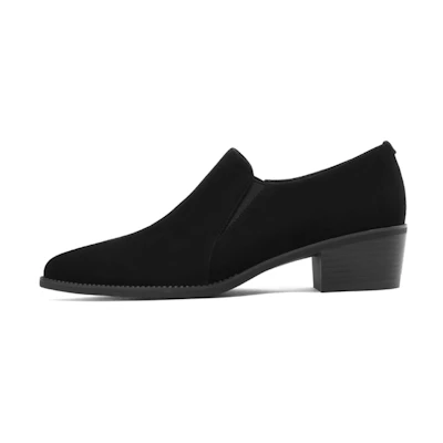 (W) Luiza Barcelos Leather Pump 'Simple Fashion Chunky Heel'