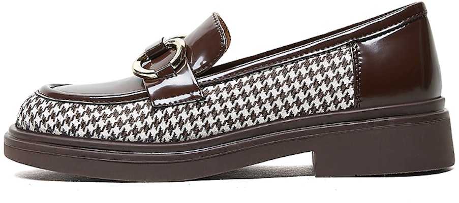 (Women) Luiza Barcelos Leather Pumps 4cm 'Brown' 'Houndstooth Fashion Chunky Heel' X900636 Buy (Women) Luiza Barcelos Leather Pumps 4cm 'Brown' 'Houndstooth Fashion Chunky Heel' X900636