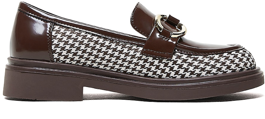 (W) Luiza Barcelos Sepatu Kulit Cokelat 'Houndstooth' Hak Chunky 4cm X900636 Order (W) Luiza Barcelos Sepatu Kulit Cokelat 'Houndstooth' Hak Chunky 4cm X900636
