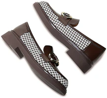 Lookbook (W) Luiza Barcelos Sepatu Kulit Cokelat 'Houndstooth' Hak Chunky 4cm X900636