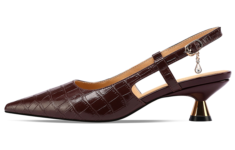 (Women) Luiza Barcelos Leather Pumps 'Retro Pointed Toe Brown' XWP1SK0625