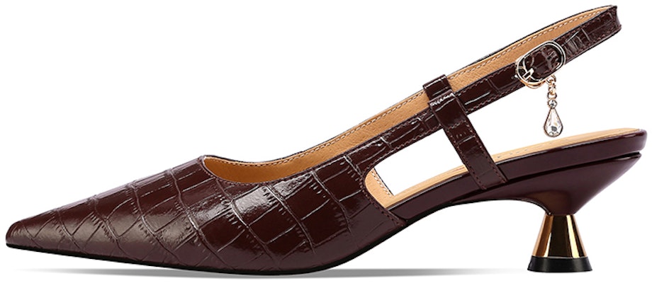 (W) Luiza Barcelos 复古尖头棕色皮革高跟鞋 XWP1SK0625 Buy (W) Luiza Barcelos 复古尖头棕色皮革高跟鞋 XWP1SK0625