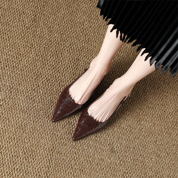 (W) Luiza Barcelos Leather Pumps 'Retro Pointed Toe Brown' 圖 7