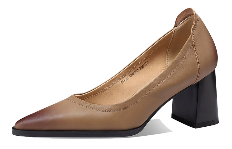 (W) Luiza Barcelos Leather Pumps 'Tan Chunky-Heel' 圖 3