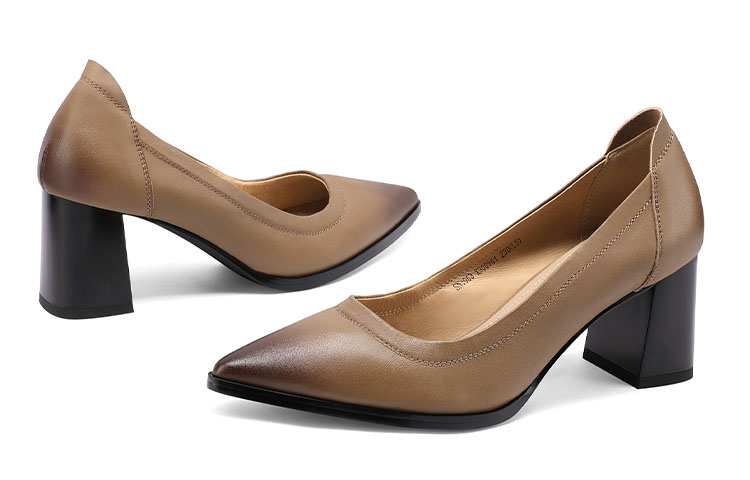 (W) Luiza Barcelos Leather Pumps 'Tan Chunky-Heel' 圖 4