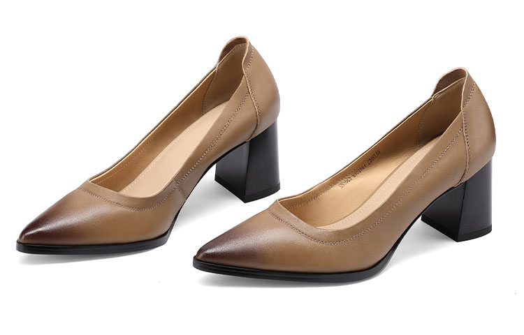 (W) Luiza Barcelos Leather Pumps 'Tan Chunky-Heel' 圖 5