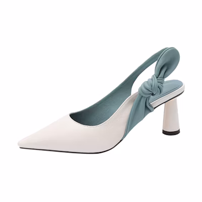(W) Luiza Barcelos Leather Pumps with Bow 'Pointed Toe'