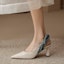 Sizing (W) Luiza Barcelos Kasut Kulit Tumit Runcing dengan Bow B901333
