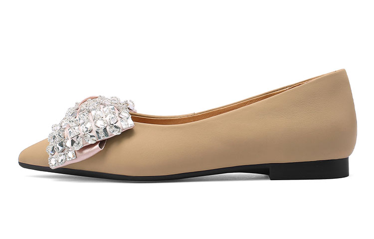 (Women) Luiza Barcelos Leather Rhinestone 'Butterfly Bow Pointed Chunky Heel' X900871