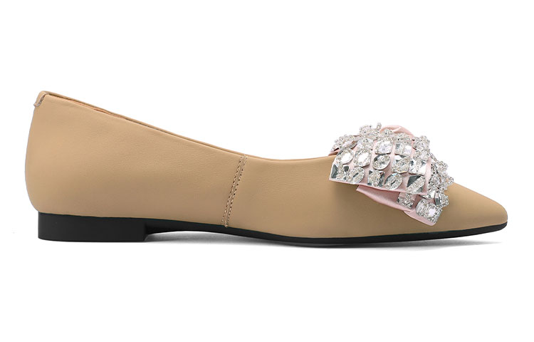 Order (W) Luiza Barcelos Heels Kulit Hiasan Kupu-kupu Berlian Imitasi Tumit Blok Tirus X900871