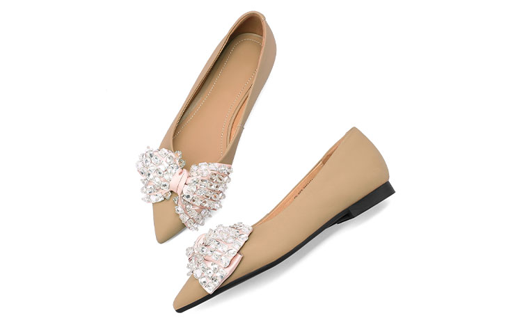 Purchase (W) Luiza Barcelos Heels Kulit Hiasan Kupu-kupu Berlian Imitasi Tumit Blok Tirus X900871