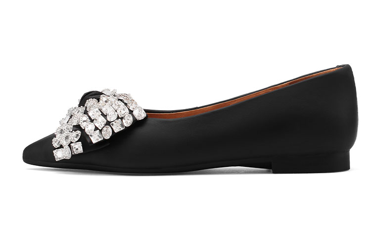 Sizing (W) Luiza Barcelos Heels Kulit Hiasan Kupu-kupu Berlian Imitasi Tumit Blok Tirus X900871