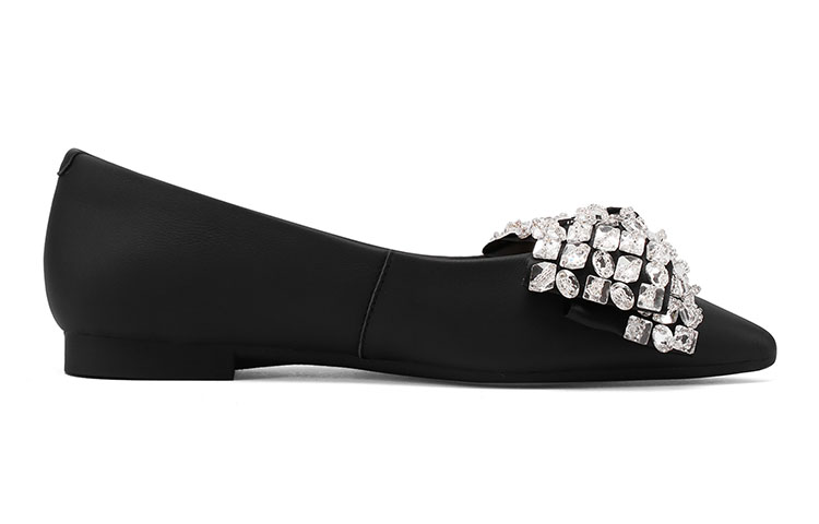 Cheap (W) Luiza Barcelos Heels Kulit Hiasan Kupu-kupu Berlian Imitasi Tumit Blok Tirus X900871