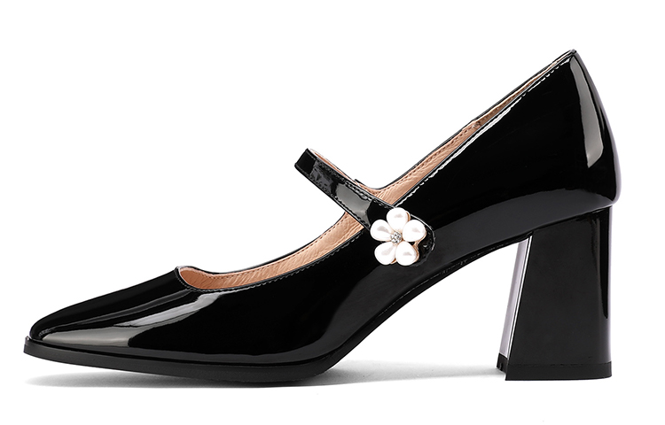 (Women) Luiza Barcelos Leather Round Toe Ankle Strap Heels 'Black' X901111