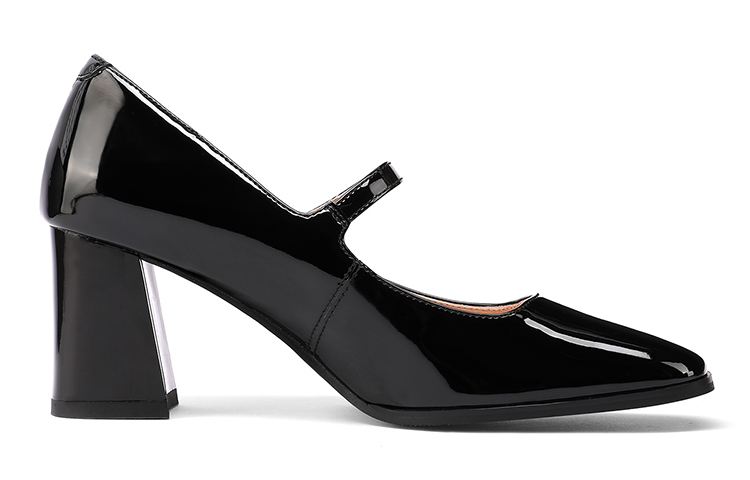 Order (W) Luiza Barcelos Tumit Kulit Tali Buku Hitam Bulat Hitam X901111