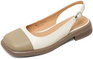 (Women) Luiza Barcelos Leather Round Toe Block Heel 'Beige Apricot' XWP1SK0381 (Women) Luiza Barcelos Leather Round Toe Block Heel 'Beige Apricot' XWP1SK0381