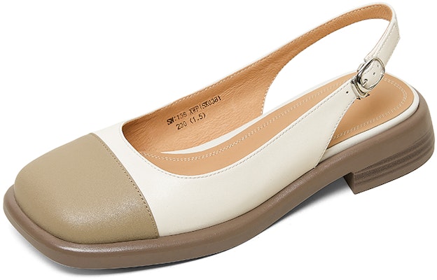 (Women) Luiza Barcelos Leather Round Toe Block Heel 'Beige Apricot' XWP1SK0381 Buy (Women) Luiza Barcelos Leather Round Toe Block Heel 'Beige Apricot' XWP1SK0381