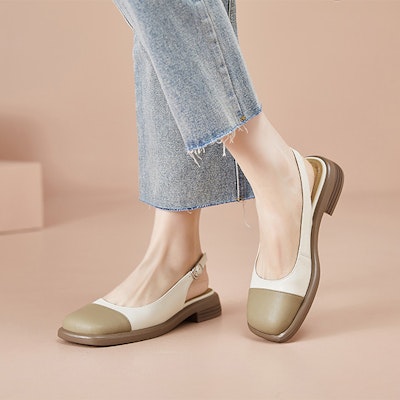 (Women) Luiza Barcelos Leather Round Toe Block Heel 'Beige Apricot' XWP1SK0381 Purchase (Women) Luiza Barcelos Leather Round Toe Block Heel 'Beige Apricot' XWP1SK0381