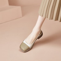 (W) Luiza Barcelos Sepatu Kulit Tumit Blok Ujung Bulat 'Beige Apricot' XWP1SK0381 Sizing (W) Luiza Barcelos Sepatu Kulit Tumit Blok Ujung Bulat 'Beige Apricot' XWP1SK0381