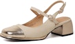 Buy (W) Luiza Barcelos Tumit Tebal Kulit Hujung Bulat Bertali 'Beige Gold' XWP1SK0501