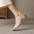 (W) Luiza Barcelos Tumit Tebal Kulit Hujung Bulat Bertali 'Beige Gold' XWP1SK0501