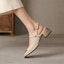 Order (W) Luiza Barcelos Tumit Tebal Kulit Hujung Bulat Bertali 'Beige Gold' XWP1SK0501