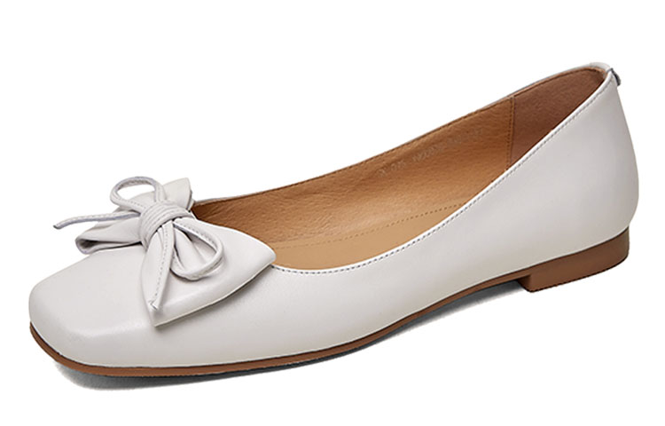 (W) Luiza Barcelos Leather Simple Bow Square Toe Chunky Heel Loafer 'Butterfly Knot' 圖 3