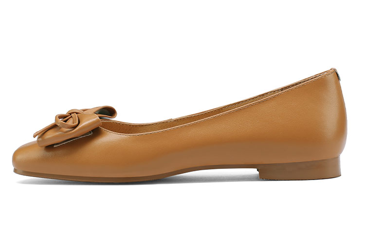 (W) Luiza Barcelos Leather Simple Bow Square Toe Chunky Heel Loafer 'Butterfly Knot' 圖 7